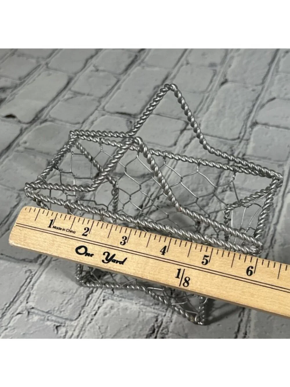 Silver Star-Shaped Wire Metal Decorative Basket Freestanding 6” X 6” X 2.5”